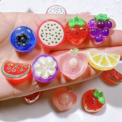 Непрозрачные кабошоны из смолы, фрукты, AB цвет