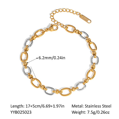 Браслеты из нержавеющей стали с овальными звеньями для женщин, золотые и нержавеющая сталь цвет