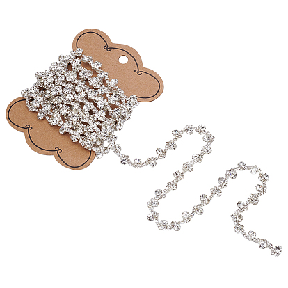 2.5 ярдов латунных цепочек со стразами, для пошива свадебного украшения, с карточной бумагой, серебряные