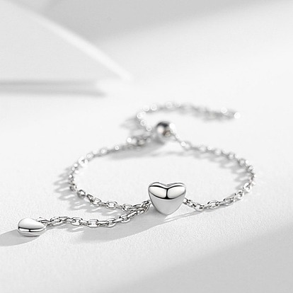 Кольца латуни пальца, сердце, регулируемые цепочки для женщин