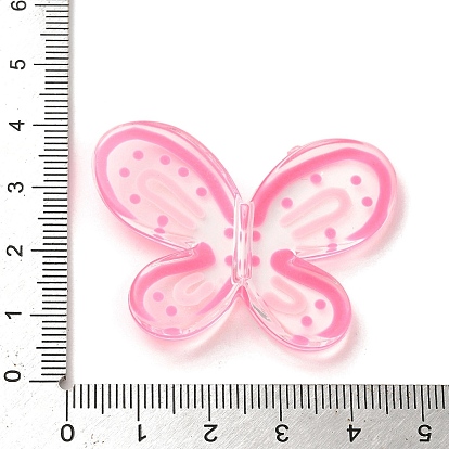 Transparent Acrylic Beads, Enamel Butterfly