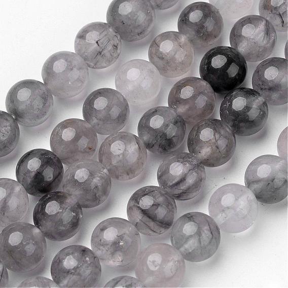 Natural Cloudy Quartz Beads Strands, Round, Gray