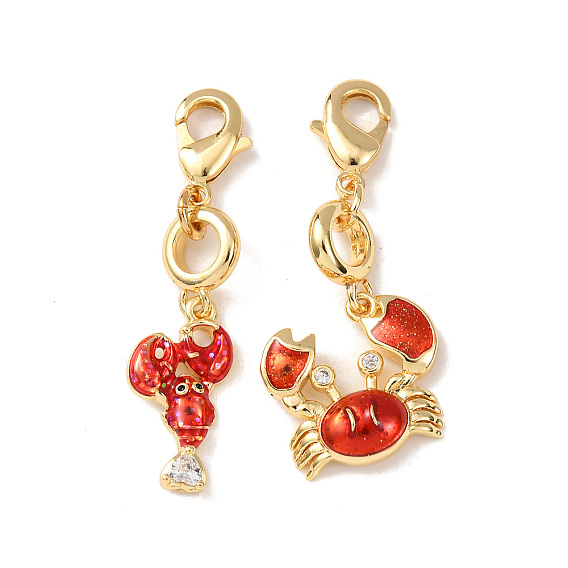 Декоративный кулон из латуни с микропаве из прозрачных кубических цирконий и эмали., с застежкой омар, стойки покрытие, долговечный, без кадмия и без свинца, золотые