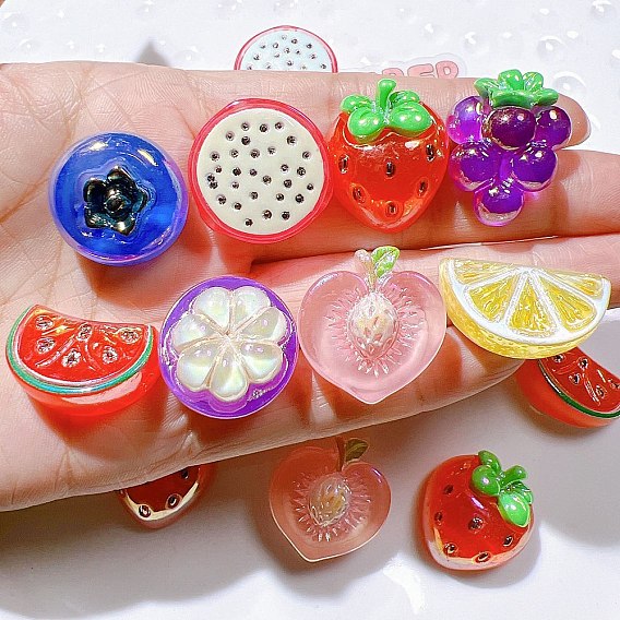 Непрозрачные кабошоны из смолы, фрукты, AB цвет