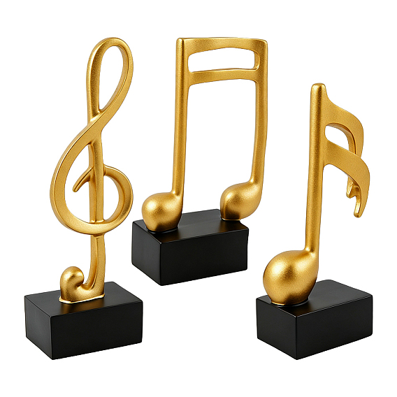 3шт. 3 стили фигурок из смолы в виде музыкальных нот, микроландшафт для украшения стола в домашнем офисе