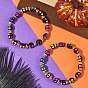 Pulseras elásticas de cuentas acrílicas con calaveras de Halloween, con perlas de vidrio y perlas de arcilla polimérica