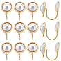 10шт. полукруглые латунные застежки для сережек-каффов, с имитацией жемчуга из АБС-пластика и петлями, долговечный, без никеля 