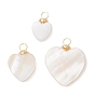 3шт. 3 размеры подвески в виде сердца из натуральных пресноводных ракушек, с латунной поручительств, цвет морской раковины
