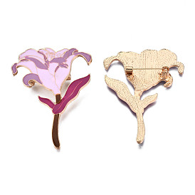 Flower Enamel Pin, Light Gold Plated Alloy Brooch for Backpack Clothes, Nickel Free & Lead Free