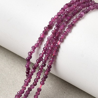 Натуральные рубиновые бисерные пряди, граненые, круглые