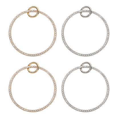 Alloy Rhinestone Bag Handle, with Alloy Spring Gate Rings, for Bag Handles Replacement Accessories, Round Ring, Crystal