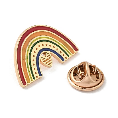 Pines de esmalte de corazón/candado/flor con tema de arcoíris del orgullo, insignia de aleación de oro claro para ropa de mochila, colorido
