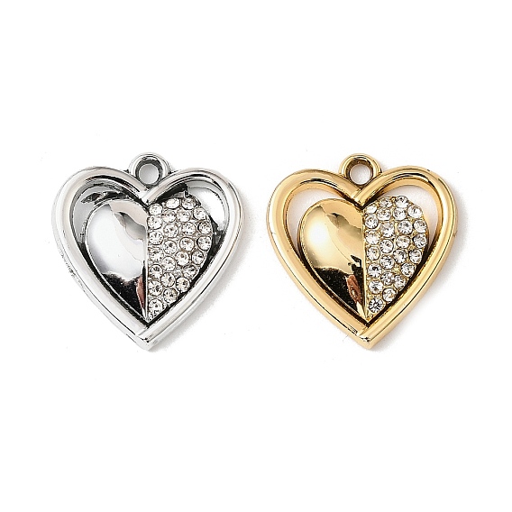 Подвески со стразами из сплава с УФ-покрытием, сердце