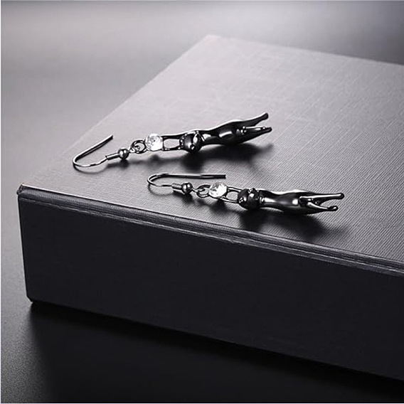 Болтаться серьги сплава горный хрусталь, форма кошки