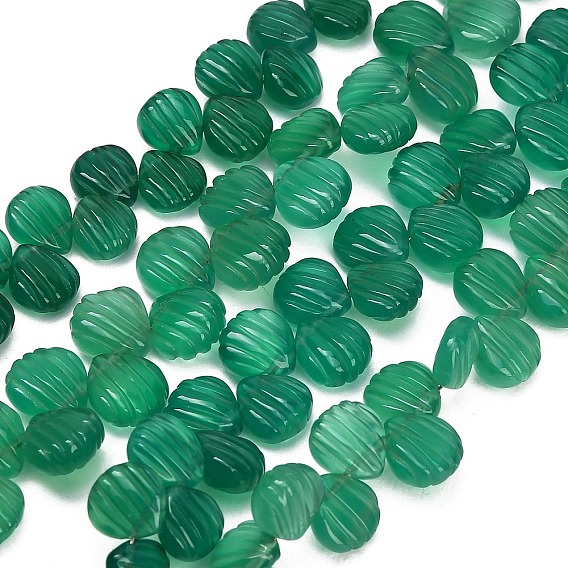 Colliers de perles sculptées en chrysoprase naturelle, formes de coquille, teints et chauffée, top foré, avec panicule