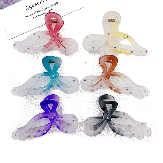 Заколки-коготки из смолы со стразами, бантом