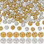 120Pcs 2 Styles Brass Beads, Hollow Round