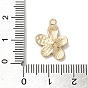 Flower Alloy Enamel Pendants, with Rhinestone, Light Gold