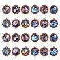 Glass Pendants, with Wooden Cabochon Settings, Half Round with 12 Constellations Pattern