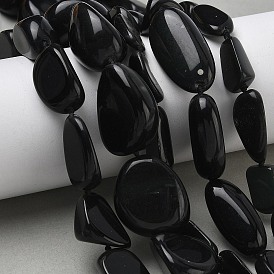 Натуральный черный камень бисер нитей, самородки, упавший камень