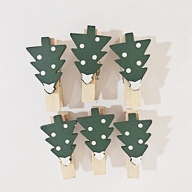 Wooden Clothes Pins, Christmas Tree Pattern, for Hanging Note, Photo, Clothes, Office School Supplies