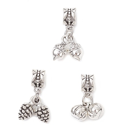 3 шт. 3 стили тибетский стиль сплав сосновая шишка тыква желудь европейские подвески, Подвески с большими отверстиями