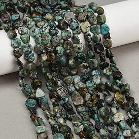 Бусы натуральная африканская бирюза (яшма), самородки, упавший камень