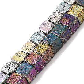 Blaking Painted Natural Lava Rock Beads Strands, Cube