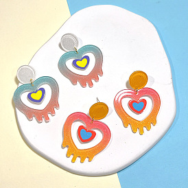  Earrings heart-shaped hollow earrings for women and children love fashion acrylic earrings