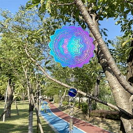 Stainless Steel 3D Wind Spinners, for Outside Yard and Garden Decoration, Rainbow Color