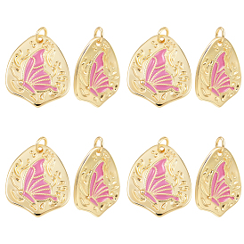 8подвески из латуни с эмалевым покрытием, с целью перехода в кольце, без кадмия и без свинца, реальный 18 k позолоченный, нестандартной формы с подвеской-бабочкой