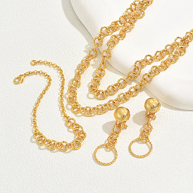 Элегантные комплекты из сплава браслетов, серег и двухслойных ожерелий для женщин