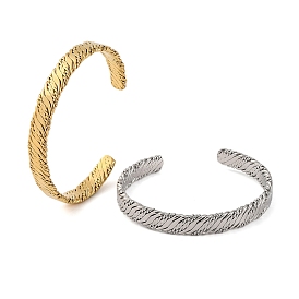 304 Stainless Steel Cuff Bangles for Women, Surface Texture