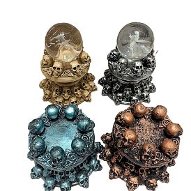 Skull Resin Sculpture Pedestal Display Decorations, Crystal Spheare Holder, for Home Office Desk