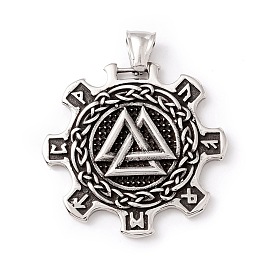 Tibetan Style 304 Stainless Steel Pendants, Wheel