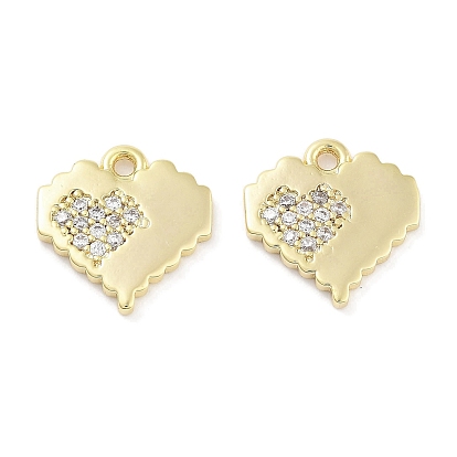 Brass Micro Pave Clear Cubic Zirconia Pendants, Heart