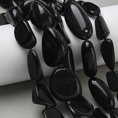 Натуральный черный камень бисер нитей, самородки, упавший камень