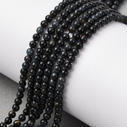 Натуральный голубой тигровый глаз бисер нитей, круглые, окрашенные