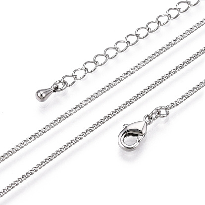 Long-Lasting Plated Brass Curb Chain Necklace for Women, Nickel Free