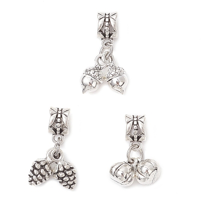 3 шт. 3 стили тибетский стиль сплав сосновая шишка тыква желудь европейские подвески, Подвески с большими отверстиями