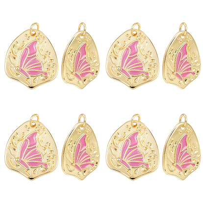 8подвески из латуни с эмалевым покрытием, с целью перехода в кольце, без кадмия и без свинца, реальный 18 k позолоченный, нестандартной формы с подвеской-бабочкой