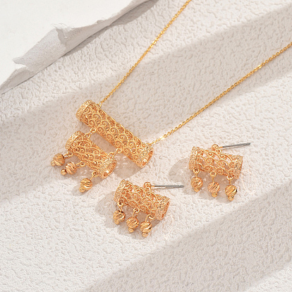 Геометрические полые трубчатые бахрома латунные серьги-гвоздики и ожерелья с подвесками комплекты для женской вечеринки