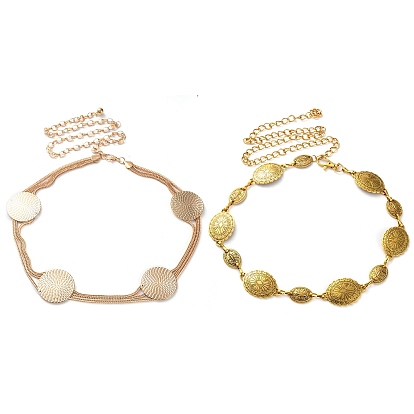 Сплав цепных ремней с цветочным узором/плоскими круглыми звеньями, западный пояс кончо, для рубашки юбка платье пальто