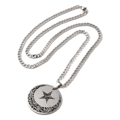 Ожерелья с подвесками из эмали «луна и звезда» из нержавеющей стали