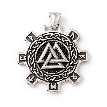 Tibetan Style 304 Stainless Steel Pendants, Wheel