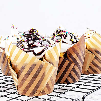 Tulip Cupcake Baking Cups, Greaseproof Muffin Liners Holders Baking Wrappers, Stripe Pattern