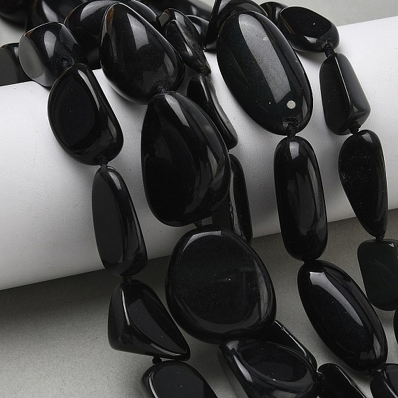 Натуральный черный камень бисер нитей, самородки, упавший камень