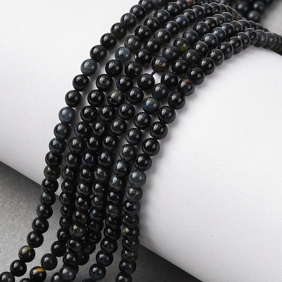 Натуральный голубой тигровый глаз бисер нитей, круглые, окрашенные