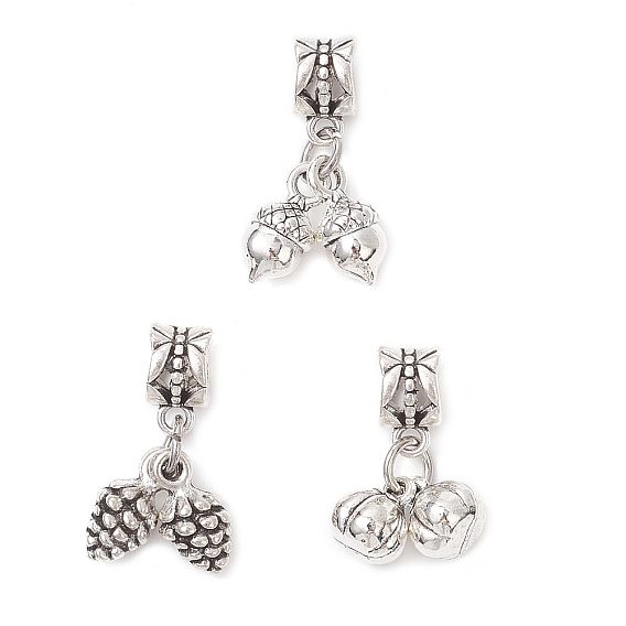 3 шт. 3 стили тибетский стиль сплав сосновая шишка тыква желудь европейские подвески, Подвески с большими отверстиями