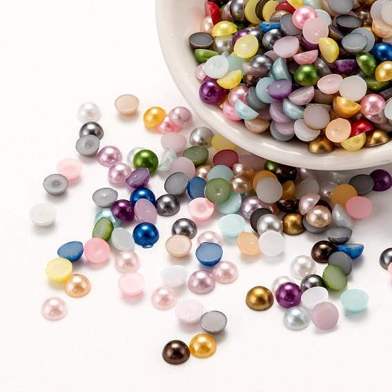 Abs Kunststoff Cabochons, Nachahmung Perlen, Halbrund